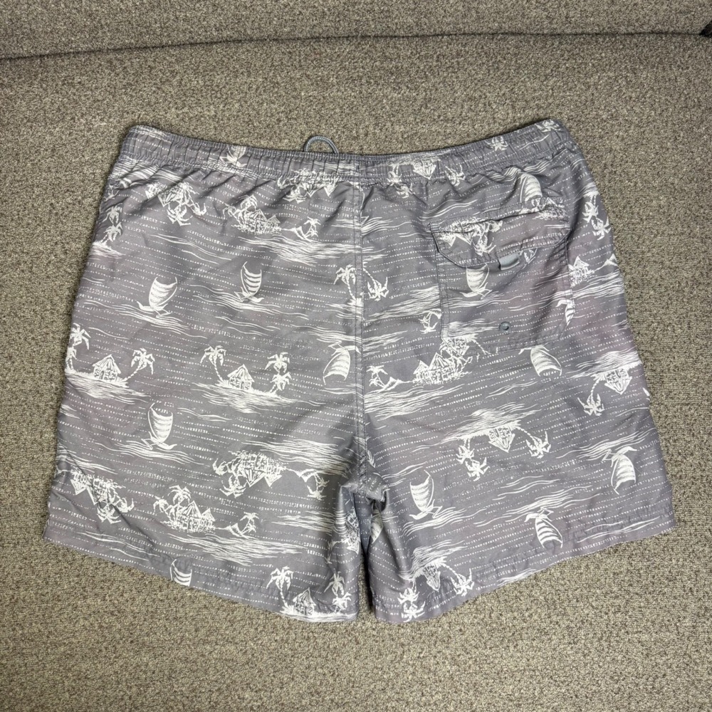 Faded Glory Mens Grey Tropical Print Swim Trunks‎ Size M 32-34 - Picture 2 of 9